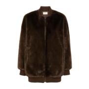 Faux-Fur Brun Jakke Ribbet Kant