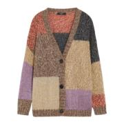 Patchwork Oversized Mohair Cardigan Sweater