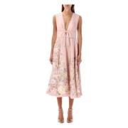 Pink Floral Waverly Midi Kjole