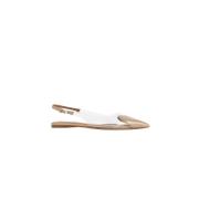 Beige Patent Læder Hjerte Slingback