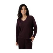 Burgundy V-hals Alpaka Uld Sweater