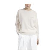 Rund hals sweater i ren cashmere og Lurex