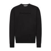 Sort Broderet Crew Neck Sweatshirt