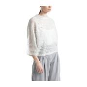 Alpaca mesh strikket sweater med løs pasform