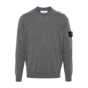 Finstrikket sweater med kompaspatch