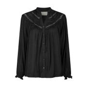 Sort Broderet Deco Bluse