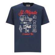 Blå Bomuldst-shirt med St.Moritz Print