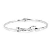 Men's Delicate Sterling Silver Bangle with Hook Clasp