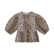 Brun Leopard Sweatshirt med Bue Lukning