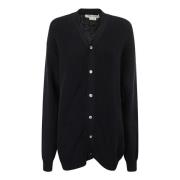 Knap-Front Lang Cardigan Sweater