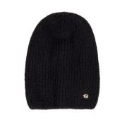 Sort Vinter Mohair Beanie Hat