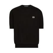 Sort Crew Neck Sweater Korte Ærmer