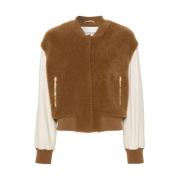 Shearling Farveblok Baseball Jakke