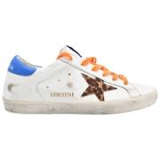 Superstar Hvide Læder Sneakers Leopard Stjerne