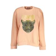 Elegant Pink Fleece Sweatshirt med Rund Hals