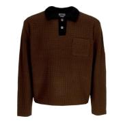 Mørkebrun Polo Sweater med Krave