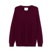 Burgundy Uld Ribstrikket Sweater