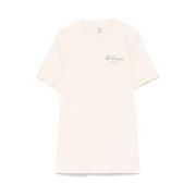 Beige Logo Print Crew Neck T-shirt