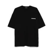 Sort Logo Print T-shirt med Crew Neck