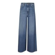 Vintage Blå Denim Jeans med Lynlås