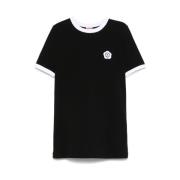 Sort Ribbed Manchetter T-shirt