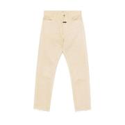 Beige Denim Klassiske Fem-Lomme Jeans