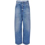 Blå Denim Knapp Fly Jeans