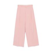 Blush Pink Wool Wide Leg Bukser