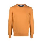 Orange Albue Patch Crew Neck Sweater