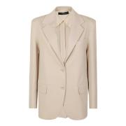 Sand Jersey Uforet Blazer med Knapper