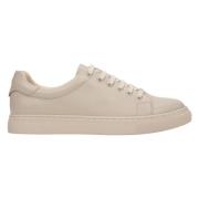 Kvinders Beige Læder Lave Sneakers