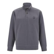 Bomuld Blandet Mock Polo Hals Sweatshirt