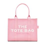 Pink Canvas Logo Print Tote Taske