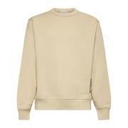 Beige Bomuldssweater med Check Patch