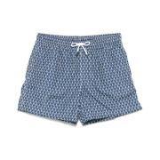 Navy Blue Beachwear Snørelukning Shorts