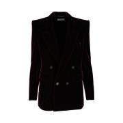 Bordeaux Velvet Blazer Peak Revers