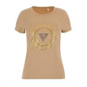 Bomuld Logo T-shirt - Beige Strass