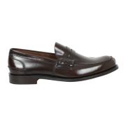 Ebony Læder Loafers, Rund Tå, Slip-On