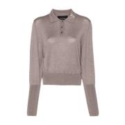 Merino Silk Polo Sweater Clay Pearl