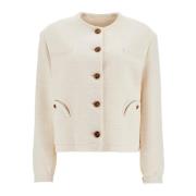 Creme Bomuld Bolero med Knapper