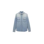 Denim Oversize Snap Button Skjorte