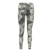 Dame Leggings Sort Print Elastisk Talje