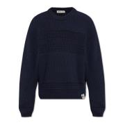 Bomulds sweater med logo patch