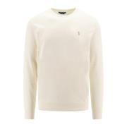 Hvid Strik Slim Fit Sweater