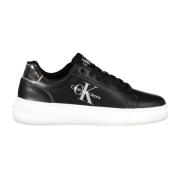 Sporty Sorte Sneakers med Kontrastdetaljer