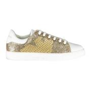 Sporty Guld Dame Sneakers med Kontrastdetaljer