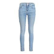 Blå Denim Skinny Jeans med Vasket Effekt