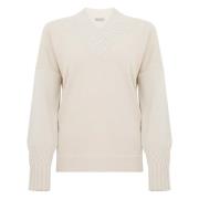 V-hals uld sweater hvid