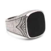 Vintage Sterling Silver Signet Ring with Matte Onyx