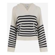 Stribet Uld Cashmere V-Hals Sweater